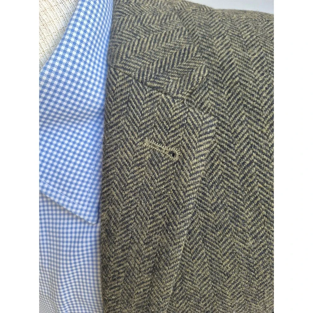 Ben Sherman Mens Olive Green Herringbone Blazer Sport Coat Jacket Tweed Sz 36 R